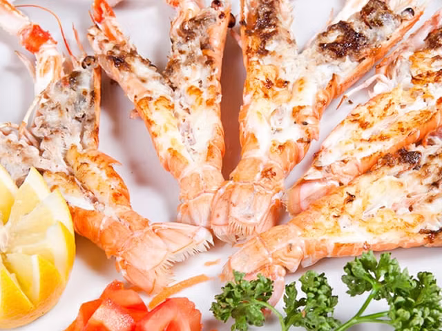 Scamponi e gamberoni alla griglia